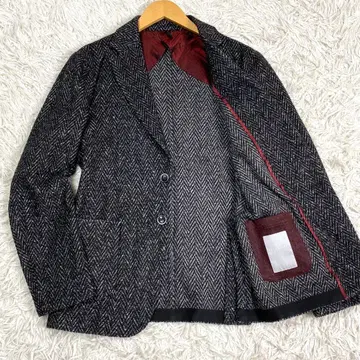 컨디션 최상 헤링본 모헤어 니트 테일러드 자켓 에스트네이션 M