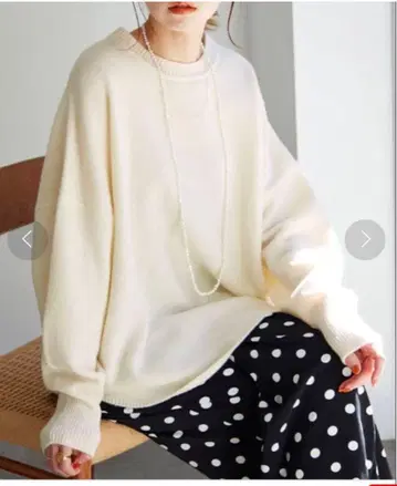 슬로브 이에나 파인 니트 풀오버 니트 화이트 울