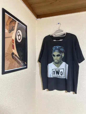 nWo 프린트 오버 사이즈 T셔츠 블랙 XL