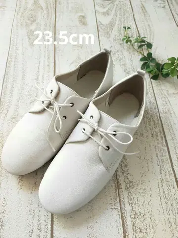 새상품급 무인양품 레이스업 슈즈 화이트 가죽 23.5