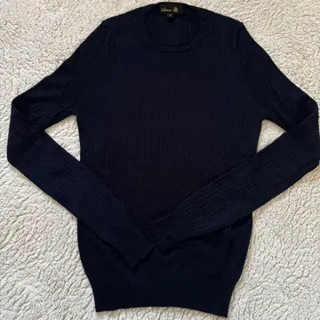 드로어 캐시미어 실크 리브 크루넥 네이비