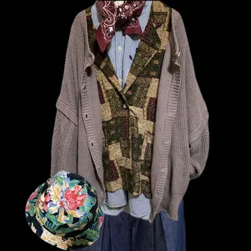 70s-80s 1점물 장인 제작, 라운드넥 열쇠편, 케이블편 가디건 F