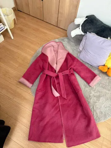 후드 부착 울 혼방 롱 코트