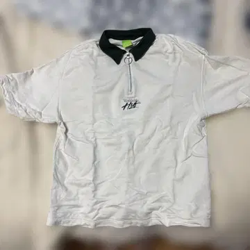 HUF 지퍼 피케 셔츠 M 화이트/다크 그린