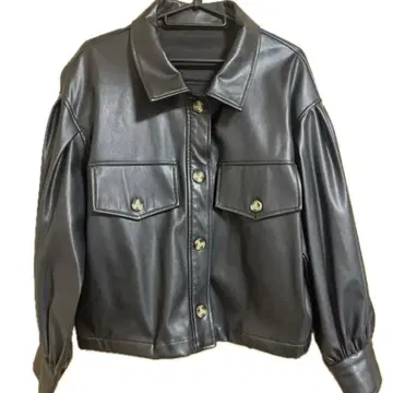 블랙 가죽 합성 피혁 숏 자켓