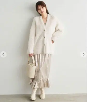 COCO DEAL W 페이스 롱 페더 가디건