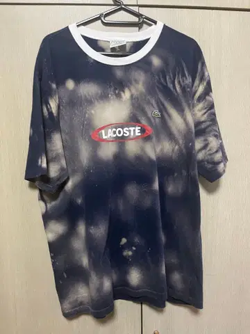 LACOSTE 네이비 반팔 T셔츠 탈색