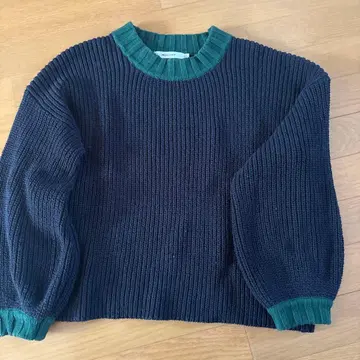 MOUSSY 네이비 리브 스웨터