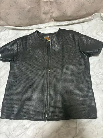 [레어] 할리데이비슨 펀칭 메쉬 가죽 반팔 자켓