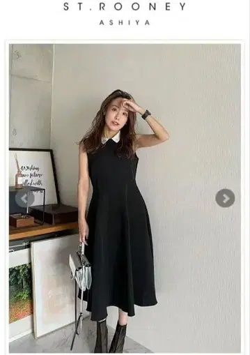 [ ST.ROONEY ] 클레릭 슬리브리스 원피스 블랙