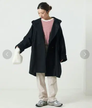 FREAK'S STORE 울 혼방 후드 부착 코트 모사 코트