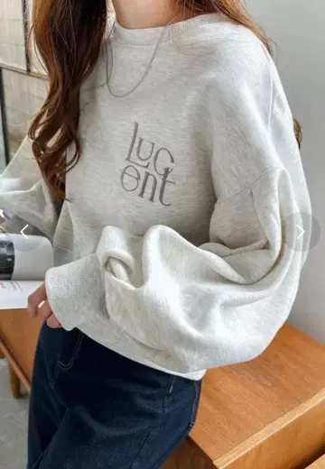 앤도미 andMe 로고 자수 속기모 맨투맨 볼륨 소매 새상품급