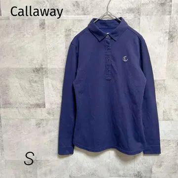 Callaway 캘러웨이 [ S ] 피케 셔츠 긴팔 네이비 로고 골프
