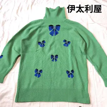 이타리야 이탈리아 리본 자수 터틀넥 스웨터 캐시미어 혼방