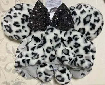 레오파드 무늬 미니 팬캡 그레이 화이트 디즈니랜드 레오파드