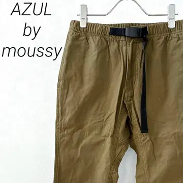 AZUL by moussy 백 새틴 슬림 클라이밍 팬츠 심플