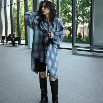 ameri vintage ombre check shirt 체크 셔츠