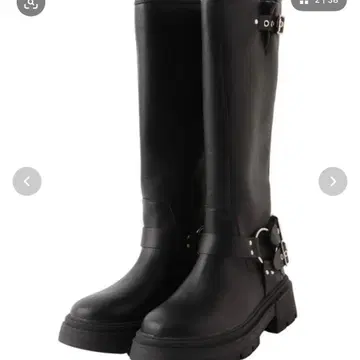 버클 장식 블랙 롱 부츠