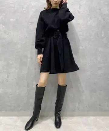 SNIDEL 벨티드 니트 원피스