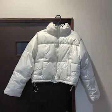 고속 터미널 숏 기장 다운 자켓 화이트 화이트