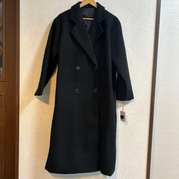 그레일 블랙 더블 브레스트 롱 코트