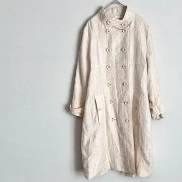 토네이도 마트팜 더블 브레스트 꽃무늬 원피스 린넨 아이보리