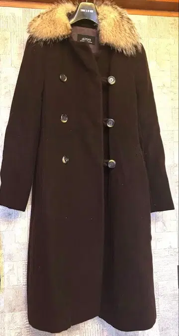 4298 시즈카 코무로 다크 브라운 퍼 롱 코트