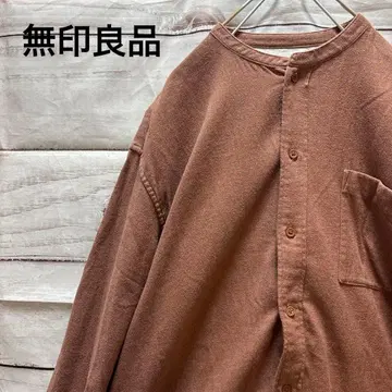 무인양품 스탠드 카라 셔츠 오버 셔츠 롱 기장 멋스러운 무지