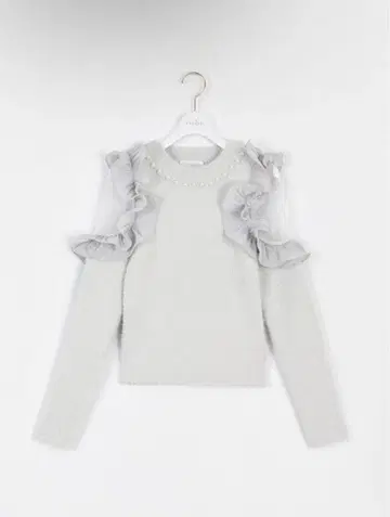 evelyn 샤기 프릴 니트 그레이