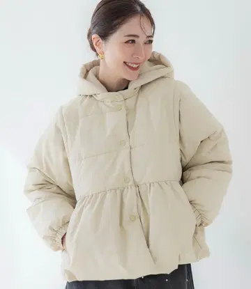 [ 새상품급 ] coca 개더 충전솜 아우터 베이지 M 사이즈