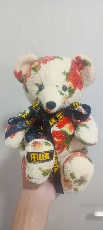 FEILER 꽃무늬 봉제 인형 리본 포함 본체