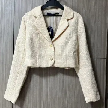 핀 트위드 숏 자켓