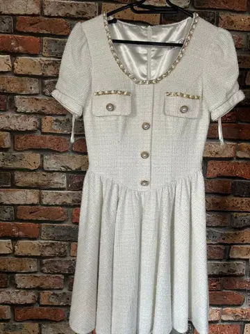 an 화이트 트위드 드레스 S 사이즈