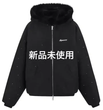 andwang Kirakira 2way fur zip up (black)