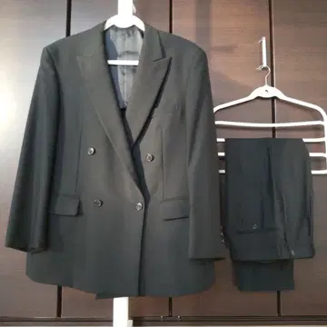 블랙 포멀 수트 세트 더블 버튼 L 사이즈 예복  사이즈 조절 가능