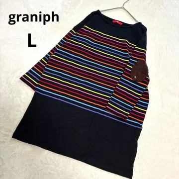 graniph 그라니프 튜닉 컬러풀 보더 상의 루즈핏 L