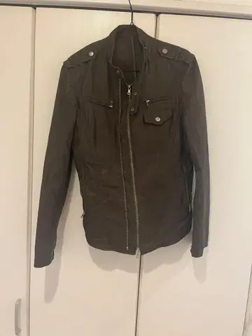 브라운 가죽 싱글 라이더 자켓