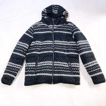 UNIQLO 노르딕 무늬 파일 플리스 풀 집업 후드티 블랙 계열