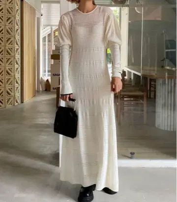 AMERI 2WAYPUFFSLEEVEPATTERN KNIT DRESS