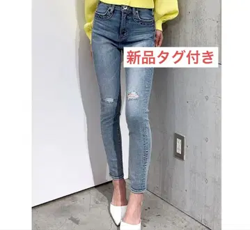 하이웨스트 두께감 있는 포켓 스키니 데님 팬츠