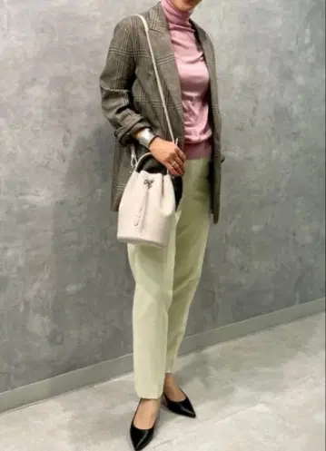 데미룩스 빔즈 브라운 계열 체크 테일러드 자켓