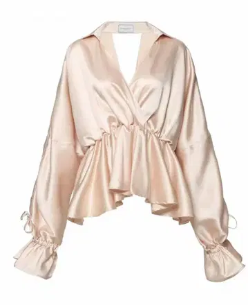 LauRustinus 샴페인 컬러 새틴 블라우스