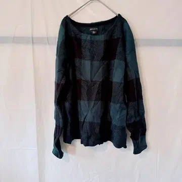 새상품급 JNY 체크 무늬 긴팔 니트 [XL] 그린 블랙 겨울 의류