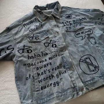 자수 데님 자켓 새상품급