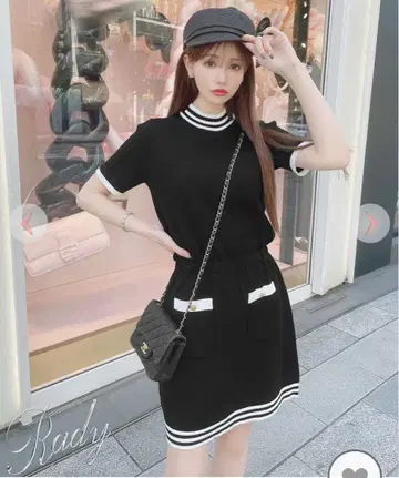 rady 니트 원피스 바이컬러