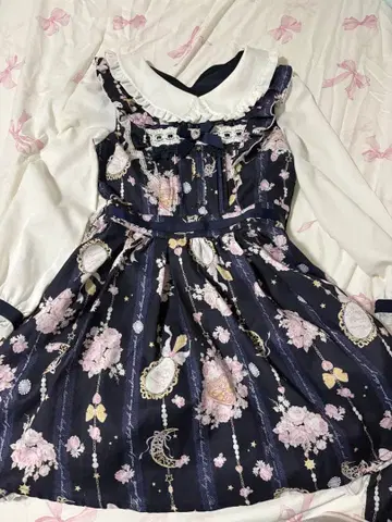 LIZLISA 주얼리 패턴 원피스 네이비