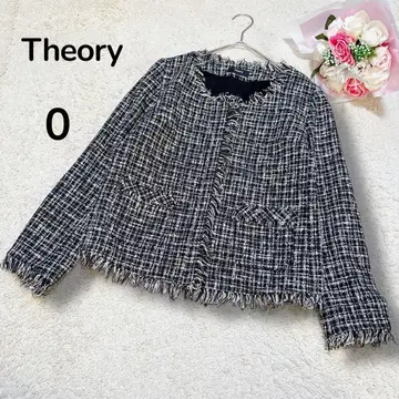 [띠어리 Theory] 울 혼방 트위드 노카라 자켓 세레모니 블랙 S