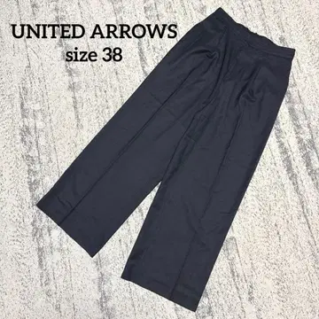 [ 유나이티드 애로우즈 ] 와이드 팬츠 38 네이비 블랙 허리밴딩 M