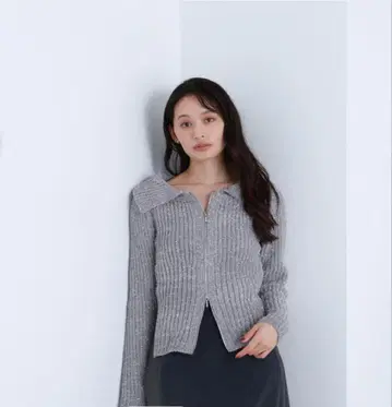 라메 샤기 지퍼 니트 긴팔