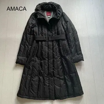 AMACA 벨트 포함 다운 코트 숄카라 블랙 38